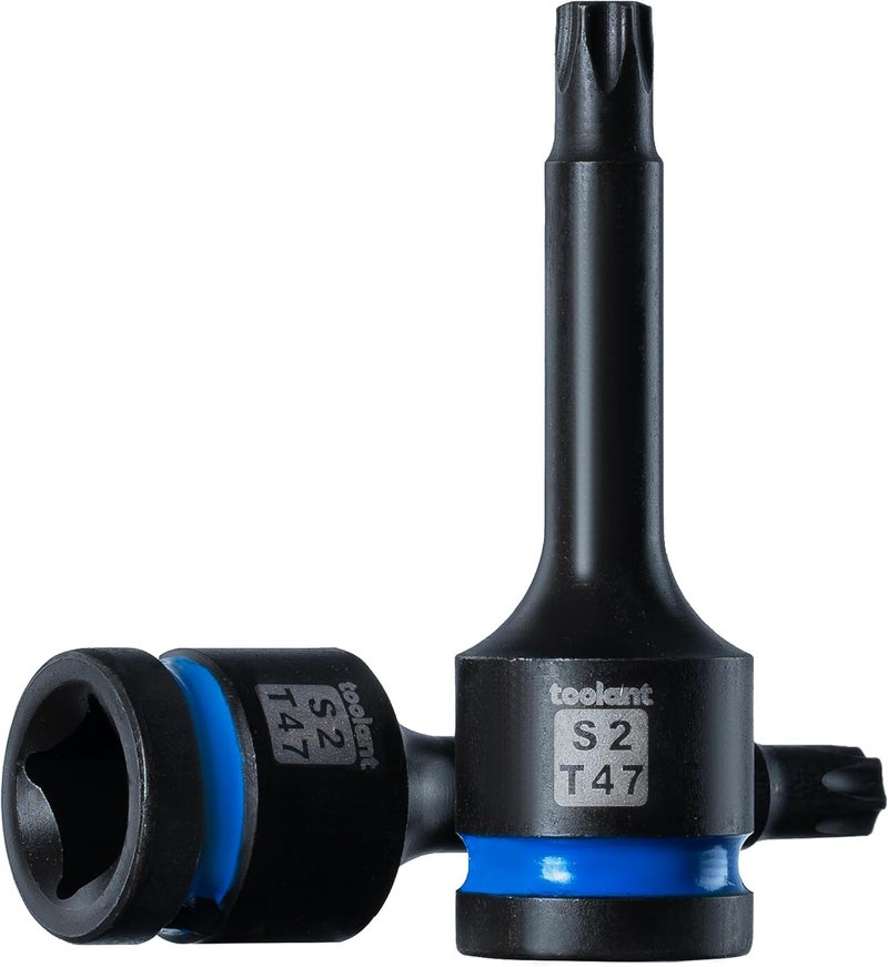 toolant Torx T47 Impact Bit Socket Set 2pcs,1/2" S2 Steel Air Drive Star Sockets, Long High Impact Bits,Professional Mechanic & Automotive Repair Socket Set - Image 1